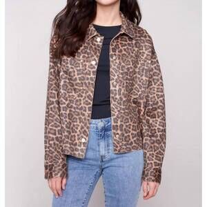 NEW CHARLIE B scuba short coat in leopard brown